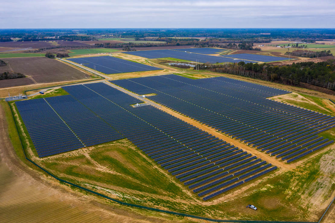aerial view of solar panels for Odom project