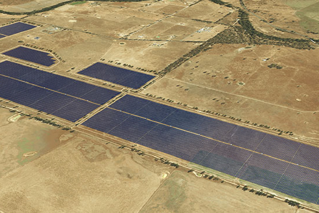 aerial view of solar panels for Beryl project
